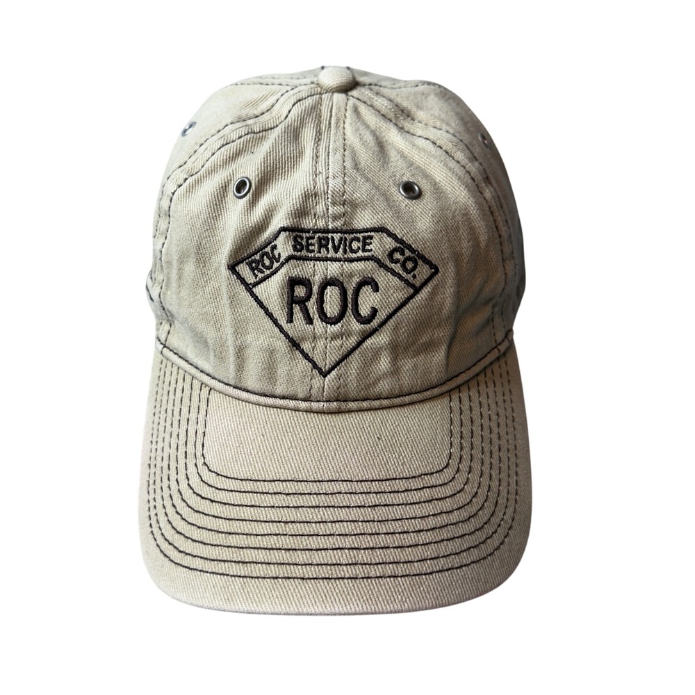 ROC Service Co Hat Mens OSFM Tan Oil Gas Drilling Logo Baseball Cap Hook Loop